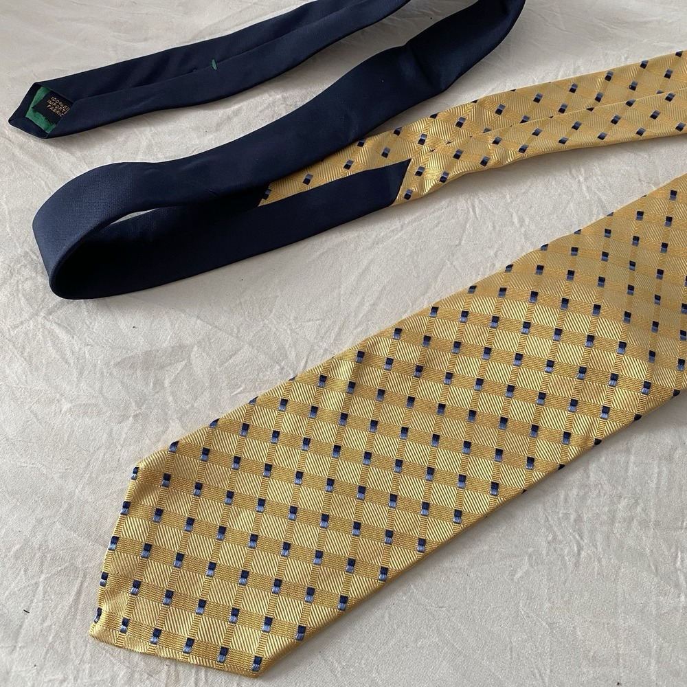 Tommy Hilfiger‎ Yellow Blue Silk Tie Professional Business Classic